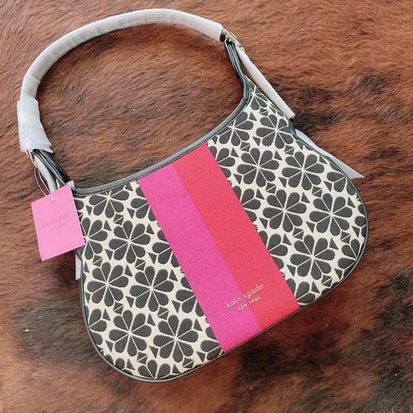 Kate Spade K5520 Flower Jacquard Stripe Penny Small Hobo Bag - Picture 3 of 8